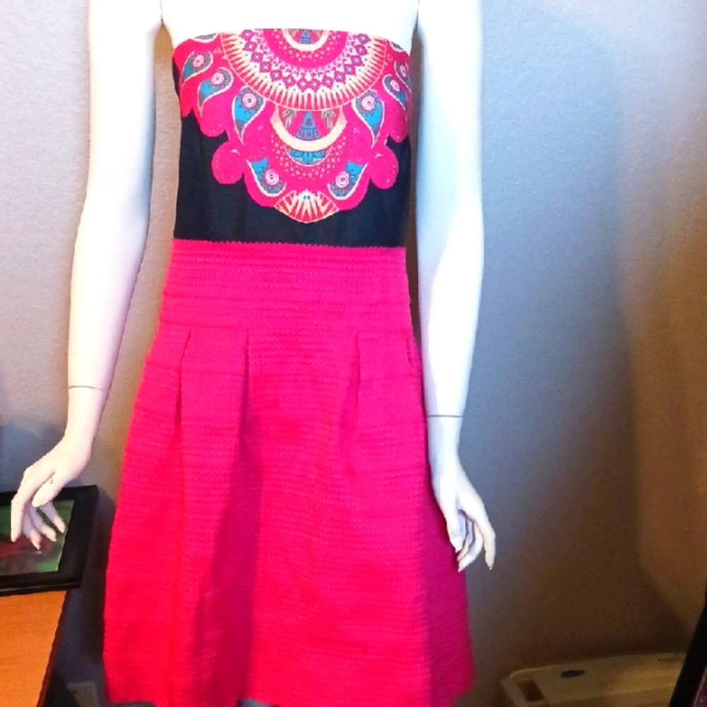 New York & Company Pink Strapless A-line Dress